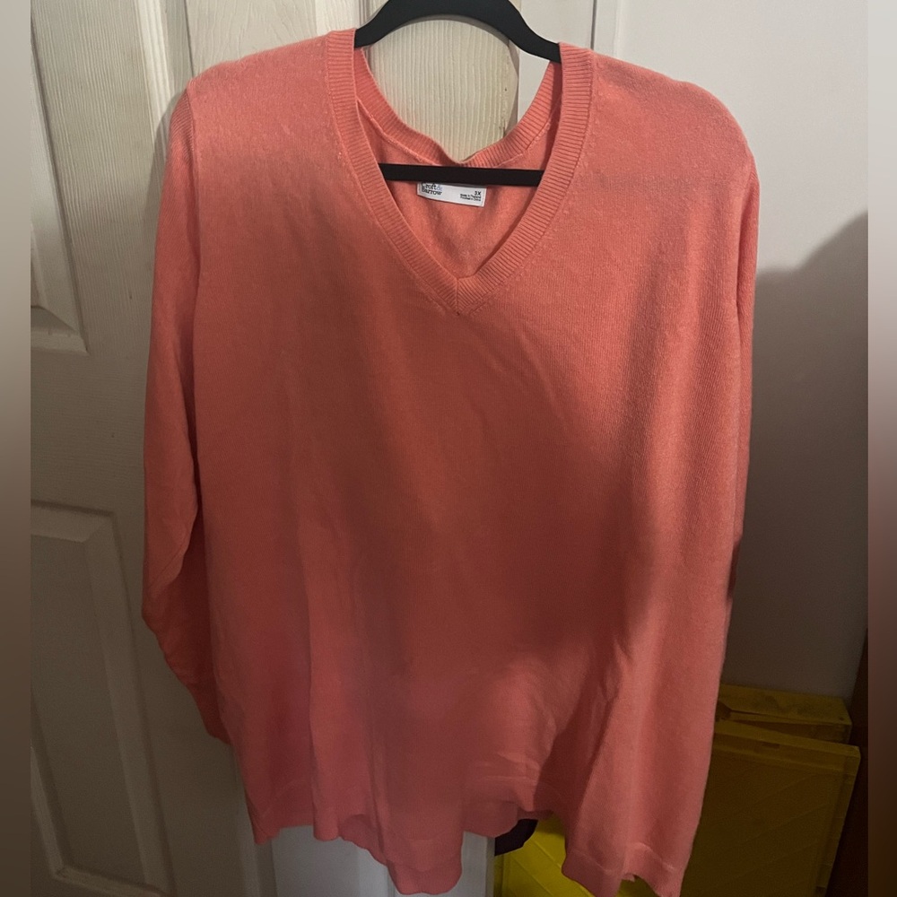 3X Croft & Barrow Coral V-Neck Sweater